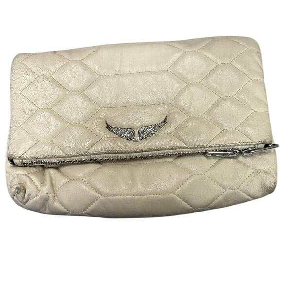 Zadig & Voltaire Cream Quilted Clutch Handbag - Picture 1 of 10